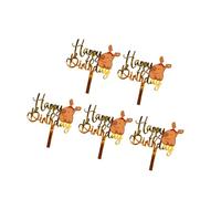 Lot de 5 décorations pour cupcakes d'anniversaire en acrylique avec inscription « Happy Birthday » - Fournitures de fête pour enfants - Décorations de gâteaux Capybara en acrylique
