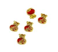 Lot de 5 décorations pour ongles en forme de nœud chinois avec strass | Breloque dorée brillante pour ongles du Nouvel An Fortunes Lingot Décorations d'art Nœud chinois pour femme