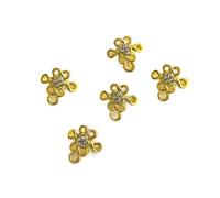 Lot de 5 décorations pour ongles en forme de nœud chinois avec strass | Breloque dorée brillante pour ongles du Nouvel An Fortunes Lingot Décorations d'art Nœud chinois pour femme