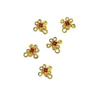 Lot de 5 décorations pour ongles en forme de nœud chinois avec strass | Breloque dorée brillante pour ongles du Nouvel An Fortunes Lingot Décorations d'art Nœud chinois pour femme