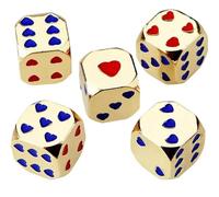 Lot de 5 dés à six faces, jeu de table à six faces avec motif cœur, dés d'angle ronds, pour jeux de société, boire et divertir, 1,3 x 1,3 cm pour les rassemblements amusants et sociaux
