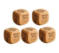 Lot de 5 dés de décision en bois avec 6 tâches de matelassage gravées, dés de décision en bois faits à la main à 6 faces, cadeau amusant pour couturiers, couturiers et amateurs d'artisanat