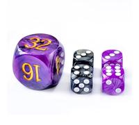 Lot de 5 dés de perles de backgammon de 30 mm - Cube double de backgammon de 30 mm (8,26 cm) plus 4 dés de 16 mm (marbré violet/noir)