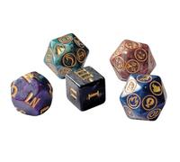 Lot de 5 dés DM comprenant un classement D6, des dés d'alignement NPC, Emotion D20, des matrices de rencontre et un cube Pathfinder Journey (ensemble de couleurs pailletées assorties)