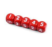 Lot de 5 dés mathématiques avec les chiffres 1 à 6, grands cubes en bois de 25 mm, D6, dés de jeu rouges, jouets pour enfants, pour l'éducation précoce, les fêtes, les mathématiques