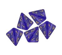 Lot de 5 dés polyédriques en acrylique pour maison, bar, fête, violet avec côté doré, longueur 19 mm