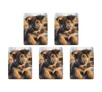 Lot de 5 désodorisants à suspendre pour voiture - Motif chiot berger allemand - Feuilles d'encens parfumées pour voiture, maison, voiture - Décoration intérieure carrée - Style gris