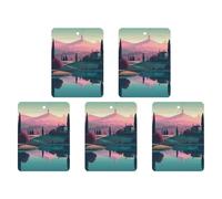 Lot de 5 désodorisants de voiture à suspendre - Cartes parfumées pour voitures - Paysage plat - Décoration intérieure - Cartes parfumées pour rétroviseur - Accessoires automobiles