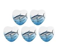 Lot de 5 désodorisants de voiture Thon bleu Thunnus imprimés pour voiture, aromathérapie, cartes parfumées à suspendre, cartes parfumées, pendentif rétroviseur