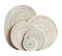 Lot de 5 dessous de plat en corde de coton - Style rustique bohème pour casseroles et poêles - Résistants à la chaleur - Dessous de verre lavables pour décoration de comptoir (C)