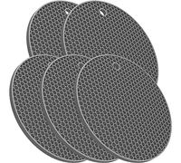 Lot de 5 dessous de plat en silicone ultra épais de 8 mm pour plats chauds, casseroles et poêles, dessous de plat en silicone pour protéger la table, tapis chaud en silicone pour comptoir de cuisine,