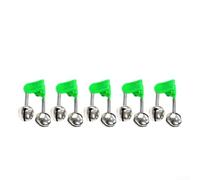 Lot de 5 détecteurs de touche de pêche verts avec double cloches pour pointe de canne à pêche à la ligne - Accessoire sonore puissant pour la pêche à la carpe et à la ligne
