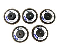 Lot de 5 disques à lamelles 76 x 10 mm Grain 40/60/80/120/180 - Pour Bosch GWS 10,8 10 8 12 V 12 76 - Pour meuleuse d'angle sans fil - Pour acier, bois, aluminium