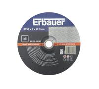 Lot de 5 disques à meuler pour métal 230 mm x 6 mm x 22,2 mm Erbauer