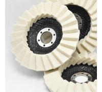 Lot de 5 disques de polissage à lamelles en feutre de laine pour meuleuse d'angle Utilisation sur métaux, pierres et surfaces peintes dans les projets automobiles et meubles (115 mm)