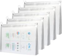 Lot de 5 Dossiers Extensible avec Fermeture A4 Pochette Plastique A4 Enveloppe Transparente Chemise Pochettes Transparentes Imperméables pour Papiers Lettre pour La Maison L'école Le Bureau