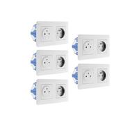 - Lot de 5 doubles prises 2P+T 16A livrée avec boîte d'encastrement blanche