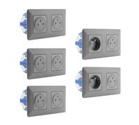 Lot de 5 doubles prises 2P+T 16A livrée avec boîte d'encastrement Titanium - Artezo
