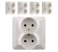 Lot de 5 doubles prises 2P+T 16A monoposte - Blanc - Artezo - Zenitech