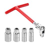 Lot de 5 Douille de bougie d'allumage, Clés à Bougie d'Allumage 14 mm 16 mm 18 mm 21 mm, poignée en T, CléS à bougie douilles pour voitures, motos, tondeuses à gazon (rouge)