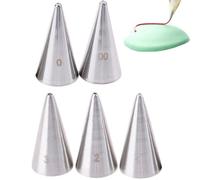 Lot de 5 douilles à douille rondes en acier inoxydable pour décoration de gâteaux, biscuits, cupcakes, fondants, macarons, outils de pâtisserie compatibles avec les poches à douille