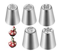 Lot de 5 douilles de décoration de gâteau russes de Noël pour décoration de gâteaux, accessoires de pâtisserie, décoration de cupcake, cookie