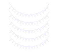 Lot de 5 drapeaux blancs - 15 m - Triangle - Guirlande de fanions - Décoration de fête de mariage