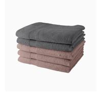 Lot de 5 Draps de Bain TODAY 70x130 cm 100% Coton - 3 roses des sables + 2 acier
