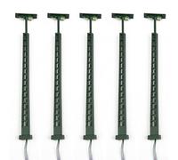 Lot de 5 éclairages à DEL de calibre N avec mât en treillis métallique, fonctionnant à une tension de 3 V et résistances de série pour 12 transformateurs 16 V compatibles