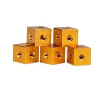 Lot de 5 écrous de fixation en alliage d'aluminium, trous de vis M3 M4 M5 M6, connexion carrée, support de fixation, plaque filetée, cube à 6 faces(Golden,M6 20x20x20)