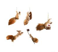 Lot de 5 écureuils décoratifs en plastique pour sapin de Noël et dessus de table Décorations saisonnières pour améliorer l'atmosphère de la maison de vacances
