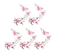Lot de 5 écussons thermocollants en forme de fleur sans colle à | Patchs brodés à fleurs pour jeans, vestes, t-shirts, chapeaux, vêtements, sac à dos, réparation de vêtements