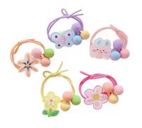 Lot de 5 élastiques à cheveux pour enfants avec fleurs couleur bonbon