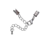 Lot de 5 embouts cordon en acier inoxydable 1 à mm avec fermoir mousqueton for cordons cuir, for la fabrication bijoux DIY Bouchon De Fin Embout(Inner 5mm Round)