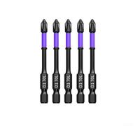 Lot de 5 embouts de tournevis à percussion PH2 extra durs en alliage d'acier 62HRC antidérapant pour perceuses 25-150 mm (5 pièces 70 mm)