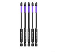 Lot de 5 embouts de tournevis à percussion PH2 extra durs en alliage d'acier 62HRC antidérapant pour perceuses 25-150 mm