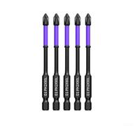 Lot de 5 embouts de tournevis à percussion PH2 extra durs en alliage d'acier 62HRC antidérapant pour perceuses 25-150 mm (5 pièces 90 mm)