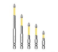 Lot de 5 embouts de tournevis magnétiques PH2 antidérapants pour vis cruciformes compatibles avec outils à changement rapide 50-150 mm pour impact