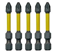 Lot de 5 embouts de visseuse à percussion PZ2 | Jeu de tournevis PZ2 de 50 mm | Embouts de visseuse à percussion PZ2 | Ensemble d'embouts de tournevis à percussion Pozidriv compatibles avec Dewalt