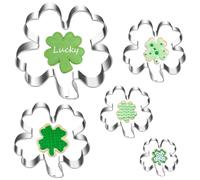 Lot de 5 Emporte-Pièces en Forme de Trèfle à Quatre Feuilles, Emporte-Pièces en Acier Inoxydable, Emporte-Pièces Patisserie Trèfle à Quatre Feuilles, Cookie Cutters pour la Cuisson