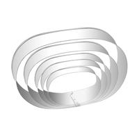 Lot de 5 emporte-pièces ovales en acier inoxydable - Formes géométriques pour la cuisson de biscuits ovales faits maison - Moules à biscuits (10 cm à 2,5 cm)