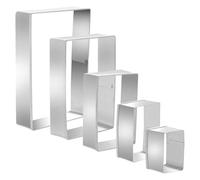 Lot de 5 emporte-pièces rectangulaires en acier inoxydable - Cadre géométrique - Moules à biscuits carrés - Tailles assorties - 2,5 cm de profondeur pour la cuisson