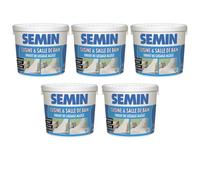 Lot de 5 enduits de lissage cuisine et salle de bain Semin - adapté aux pièces humides - seau de 1 kg