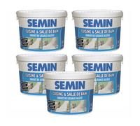 Lot de 5 enduits de lissage cuisine et salle de bain Semin - adapté aux pièces humides - seau de 5 kg