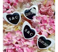 Lot de 5 ensembles (10 feuilles) d'autocollants en vinyle personnalisés pour lunettes de soleil, initiales et dates, autocollants de lunettes de soleil de mariage, enterrement de vie de jeune fille,