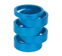 Lot de 5 entretoises de casque de vélo en alliage d'aluminium 5 mm/10 mm, kit d'élévation de tige de fourche avant pour réglage de la hauteur du guidon, cales métalliques pour VTT, vélo de route (bleu