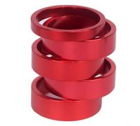 Lot de 5 entretoises de fourche de vélo en alliage d'aluminium de 5 mm et 10 mm compatibles avec les fourches de 28,6 mm pour VTT ou vélo de route en noir, argent, rouge, bleu (rouge)