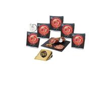 Lot de 5 enveloppes jambon ibérique appât coupé au couteau, tranche ibérique de bellota 100% pur et cadeau cale de fromage artisanal