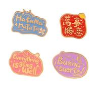 Lot de 5 épingles à bénédiction multilingues « Everything is Going Well » - Badges d'encouragement inspirants - Accessoires de sac à dos pour homme et femme