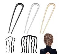Lot de 5 épingles à cheveux comprenant 3 pinces à cheveux françaises et 2 peignes en forme de U, 14 cm en métal French Pin, épingle à cheveux française pour cérémonie, remise de diplôme, occasions